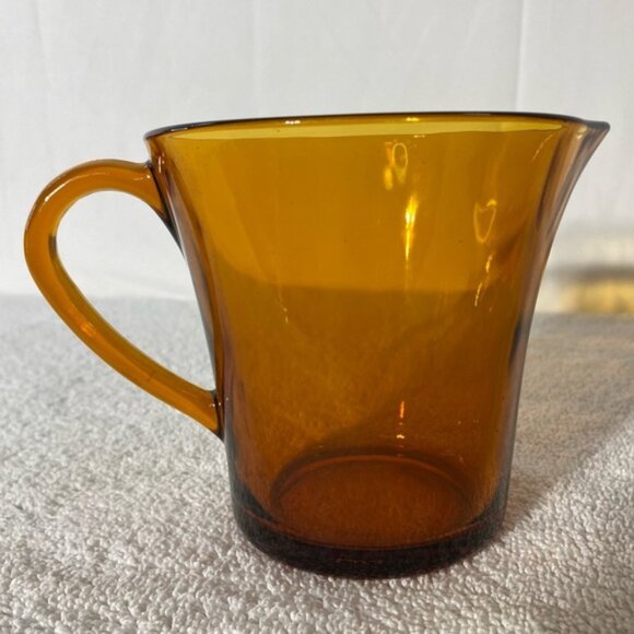 Vintage MCM Duralex France Amber Glass Jug Creamer Pitcher - Picture 1 of 14
